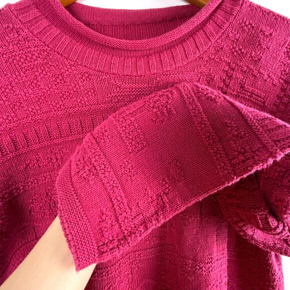 Vintage Bella Cottons Textured Knit Sweater – Magenta Pink USA Made 100% Cotton - Picture 8 of 10